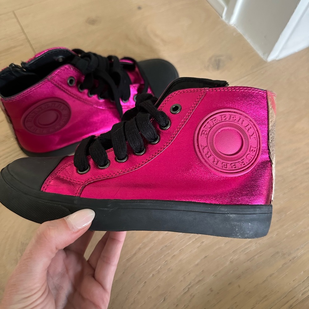 Burberry Kids Pink High-Top Sneakers-Size 31